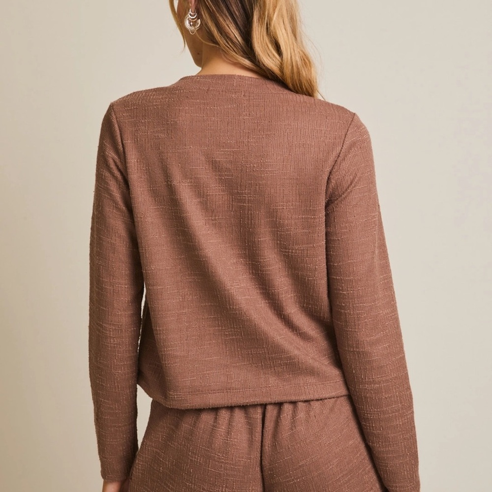 Mocha Textured Button Front Jacket - Picture 2 of 2